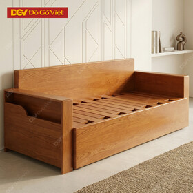 Mẫu Ghế Giường Gỗ Veneer Sồi Cơ Chế Kéo Trượt Mở Rộng