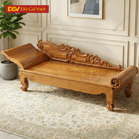 Mẫu Ghế Phương Lười Gỗ Gõ Đỏ Phối Hoa Văn Chạm Khắc Uốn Lượn