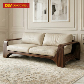 Mẫu Ghế Sofa Gỗ Óc Chó Khung Gỗ Bo Tròn Chân Vòm Tay Chữ C
