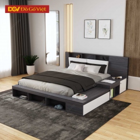 Mẫu Giường Gỗ 2m x 2m Kèm Nhiều Ngăn Kệ Đồ Đa Năng