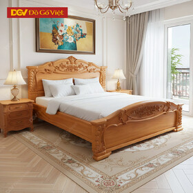 Mẫu Giường Gỗ Đẹp Chạm Hoa Hồng Sang Trọng Đẳng Cấp