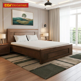 Mẫu Giường Gỗ Sồi Nga Đẹp Khung Dày Dặn Pano Hiện Đại