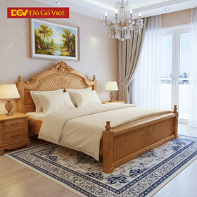 Mẫu Giường Ngủ Đẹp Gỗ Tự Nhiên Chạm Hoa Tây Cổ Điển
