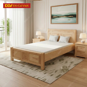 Mẫu Giường Ngủ Gỗ Sồi 1M2 Vạt Nan Pano Đơn Giản