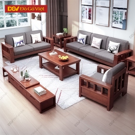Mẫu Sofa Gỗ Căm Xe Đối Lớn 6 Món Phòng Khách Đẹp