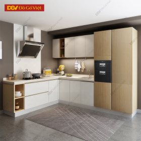 Mẫu Tủ Bếp Gỗ Công Nghiệp Cao Cấp Màu Sồi Đẹp