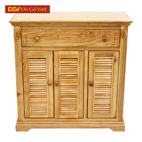 Mẫu Tủ Giày Dép Gỗ Sồi Đẹp 2 Buồng 1 Ngăn Kéo