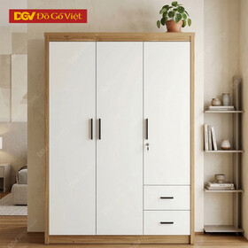 Mẫu Tủ Quần Áo 3 Cánh Gỗ MDF Chân Bệt Phối Ngăn Kéo Lưu Trữ