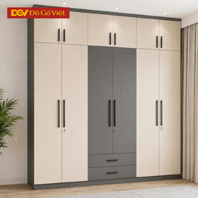 Mẫu Tủ Quần Áo Áp Trần MDF 6 Cánh Mở Có Hệ Tủ Trên Hiện...