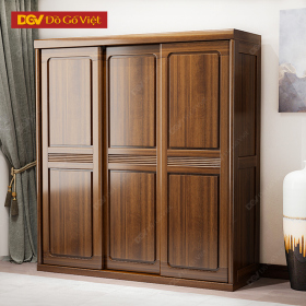 Mẫu Tủ Quần Áo Cửa Lùa 3 Cánh Gỗ Óc Chó Vân Đẹp