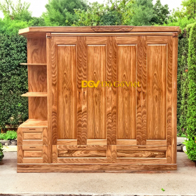 Mẫu Tủ Quần Áo Gỗ Đẹp Hiện Đại Kèm Kệ Tủ Vân Hương Xám