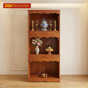 Mẫu Tủ Thờ 3 Tầng Gỗ Sồi Mỹ Mới Nhất 2026 Màu Nâu Hiện Đại