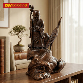 Mẫu Tượng Ông Thọ Ôm Đào Tiên Gỗ Cẩm Lai Điêu Khắc Tinh Xảo