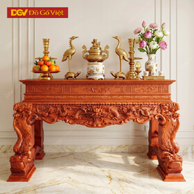 Sập Thờ Lớn Gỗ Gõ Đỏ Chạm Rồng Nổi Chân 24 Đẹp Giá Rẻ