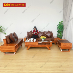 Sofa 2 Văng Gỗ Gõ Đỏ Chân Thuyền Sang Trọng Cho Phòng Khách