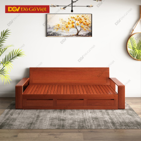 Sofa Giường Kéo Gỗ Xoan Đào Tích Hợp Hộc Chứa Đồ Tiện Lợi