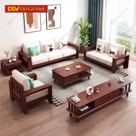 Sofa Gỗ Căm Xe Đối 5 Món Màu Nâu Cho Chung Cư Lớn