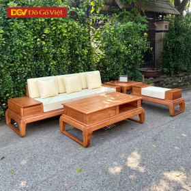 Sofa Gõ Đỏ Tự Nhiên 1 Văng Lớn Chân Hươu Đẹp Hiện Đại