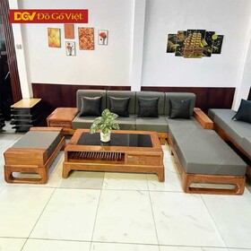 Sofa Gỗ Gõ Đỏ Cao Cấp Góc L Kiểu Chân Hươu Hiện Đại