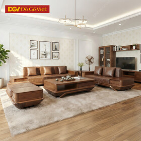 Sofa Gỗ Óc Chó Chân Thuyền Tích Hợp Tab Ngăn Kéo Thông Minh