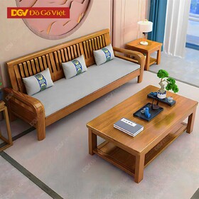 Sofa Gỗ Sồi Mỹ Tối Giản Hiện Đại Lưng Ghế Nan Dọc