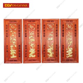 Tranh Bộ Tứ Quý 4 Bức Chất Liệu Gỗ Hương Đỏ Chất Lượng Cao