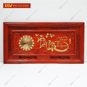 Tranh Đồng Hồ Gỗ Thư Pháp Chữ Tài Lộc Dát Vàng Đẹp
