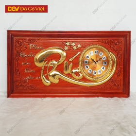 Tranh Đồng Hồ Thư Pháp Chữ Phúc Dát Vàng Công Nghiệp Đẹp