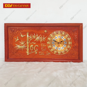 Tranh Gỗ Đồng Hồ Chạm Cây Tre Chữ Lộc Đẹp Giá Rẻ