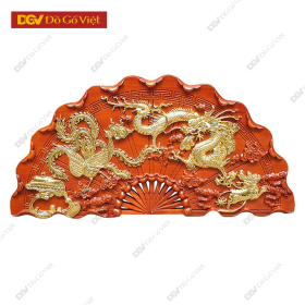 Tranh Quạt Gỗ Chạm Tứ Linh Dát Vàng Công Nghiệp Chất Lượng