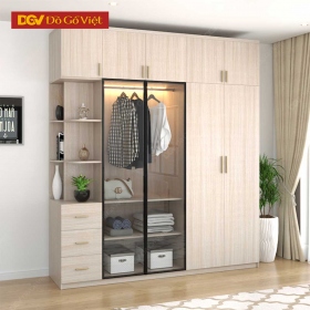 Tủ Áo Cánh Kính Gỗ MDF Phong Cách Tối Giản Cho Phòng Ngủ