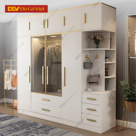 Tủ Áo Công Nghiệp Sơn Trắng Hiện Đại Cánh Kính Sang Trọng