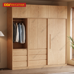 Tủ Áo Cửa Lùa 4 Cánh Kèm Nóc Và Ngắn Kéo Ngoài Tiện Dụng