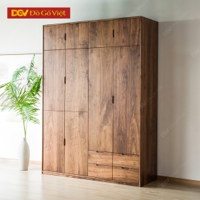 Tủ Áo Gỗ Óc Chó 4 Cánh Kèm Nóc Và Ngăn Kéo Tiện Dụng