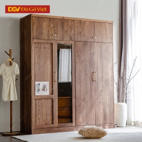 Tủ Áo Gỗ Óc Chó Vân Đẹp Có Khoang Nóc Cất Đồ Rộng Rãi