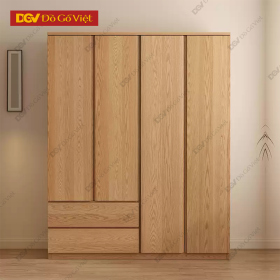 Tủ Áo Gỗ Veneer Sồi 4 Cánh Kích Thước Lý Tưởng Cho Phòng Ngủ