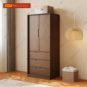 Tủ Áo Veneer Màu Óc Chó 2 Cánh Lùa Kích Thước Nhỏ Gọn