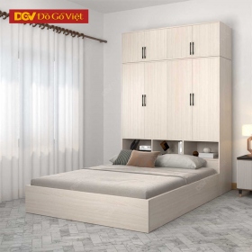 Tủ Áo Kèm Giường Màu Kem Vân Gỗ Đẹp Giá Tốt