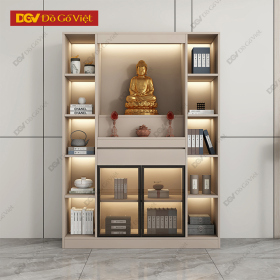 Tủ Bàn Thờ Phật Kèm Kệ Trang Trí Màu Kem Gỗ MDF Đẹp