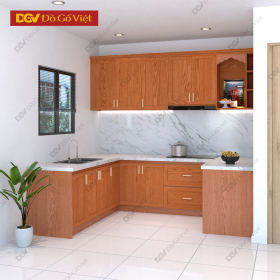 Tủ Bếp Chữ U Vân Sồi Tự Nhiên Phong Cách Hiện Đại Tiện Nghi