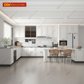 Tủ Bếp Gỗ Công Nghiệp Giá Rẻ Sơn Màu Trắng Đẹp