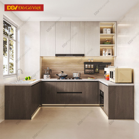 Tủ Bếp Gỗ Hiện Đại Kiểu Chữ U Đơn Giản Đẹp
