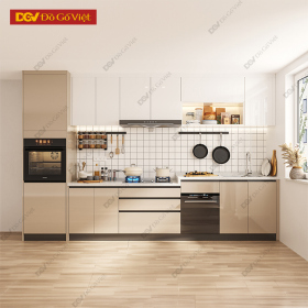 Tủ Bếp Hiện Đại Kiểu Chữ I Màu Vàng Sồi Đẹp