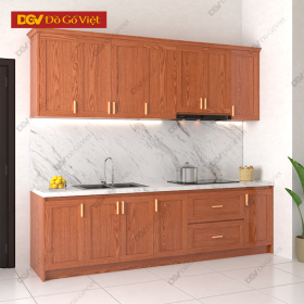 Tủ Bếp Thẳng Gỗ Tự Nhiên Vân Sồi Đẹp Tối Ưu Không Gian