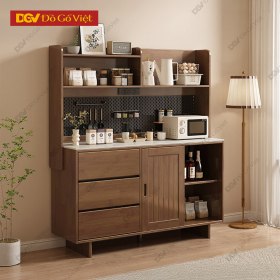 Tủ Chén Bát Gỗ Sồi Hiện Đại Với Kệ Lưu Trữ Linh Hoạt