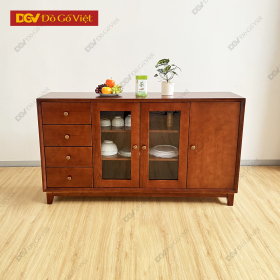 Tủ Chén Bát Nhà Bếp 3 Cánh Kèm Hộc Kéo Gỗ Sồi Nâu Đẹp