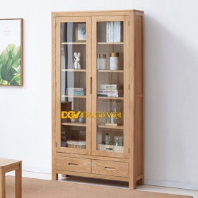 Tủ Chứa Sách Cánh Cửa Kính Tự Nhiên Màu Sồi Bền Đẹp Giá Tốt