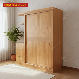 Tủ Cửa Lùa Gỗ Đinh Hương Kèm Kệ Góc Trang Trí Đa Năng