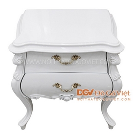 Tủ Đầu Giường Cổ Điển Chân Cao Màu Trắng