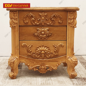 Tủ Đầu Giường Gỗ Sồi Mỹ Cổ Điển 3 Hộc Kéo Đẹp Giá Rẻ